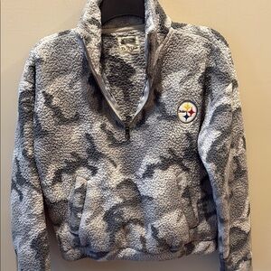 Pittsburgh Steelers Gray Fleece Pullover Jacket with High Collar